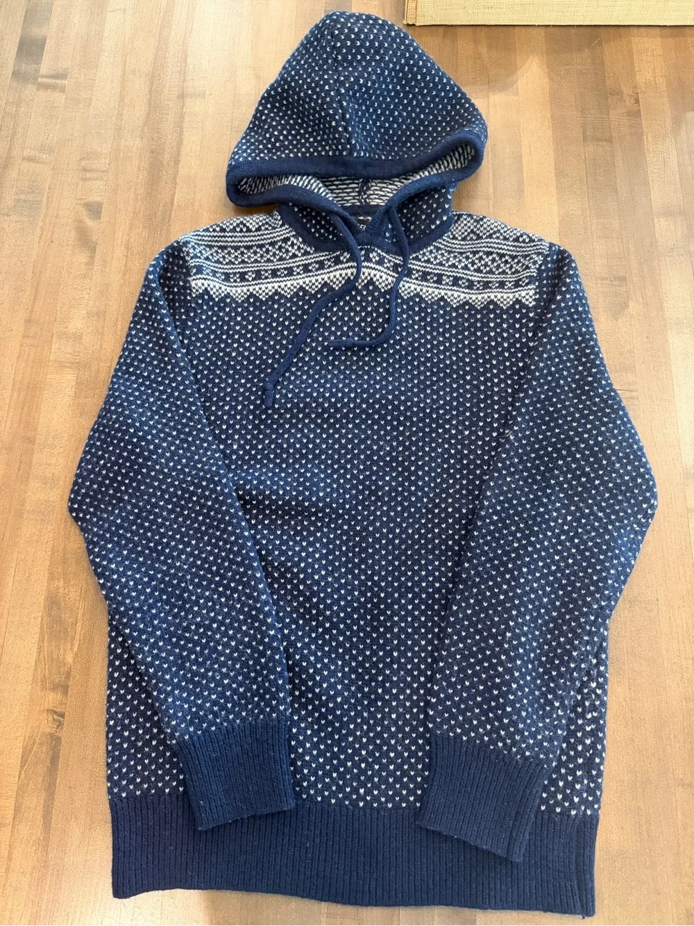 J.Crew Lambswool Fair Isle Hoodie in Navy